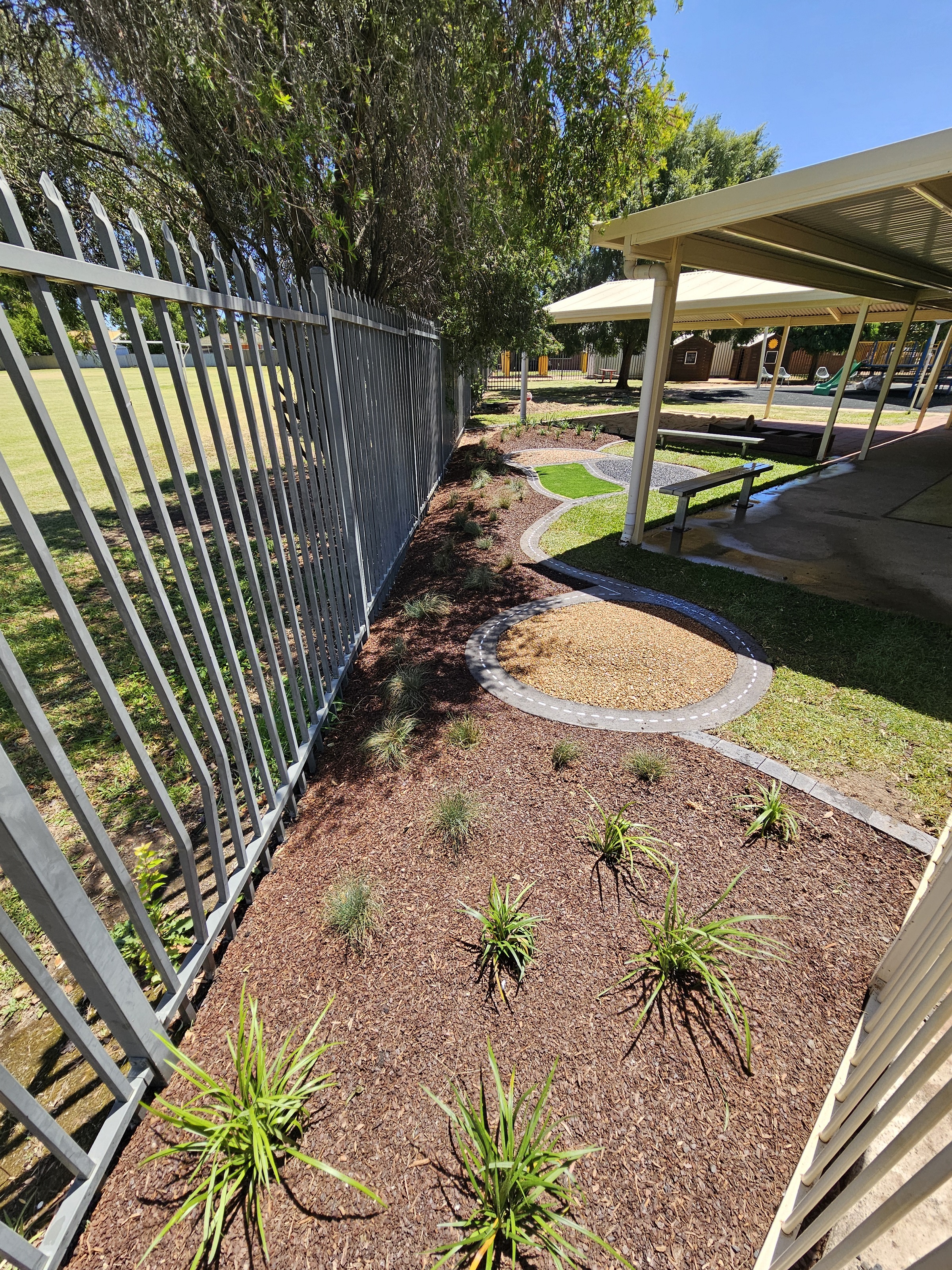 Car Track, Pre School, Native Garden, Blue Fescue